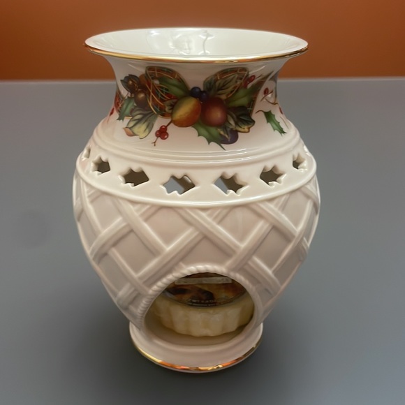 Vintage Lenox Tartan Christmas Design Porcelain Candle Wax Melter Beautiful NEW - Picture 2 of 10